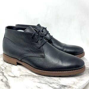 Joseph Abboud Black Pebbled Leather Chukka Boots 10.5 Classic Business Casual